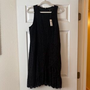 Banana Republic Black Lace Sleeveless Mini Dress with Ruffle Hem